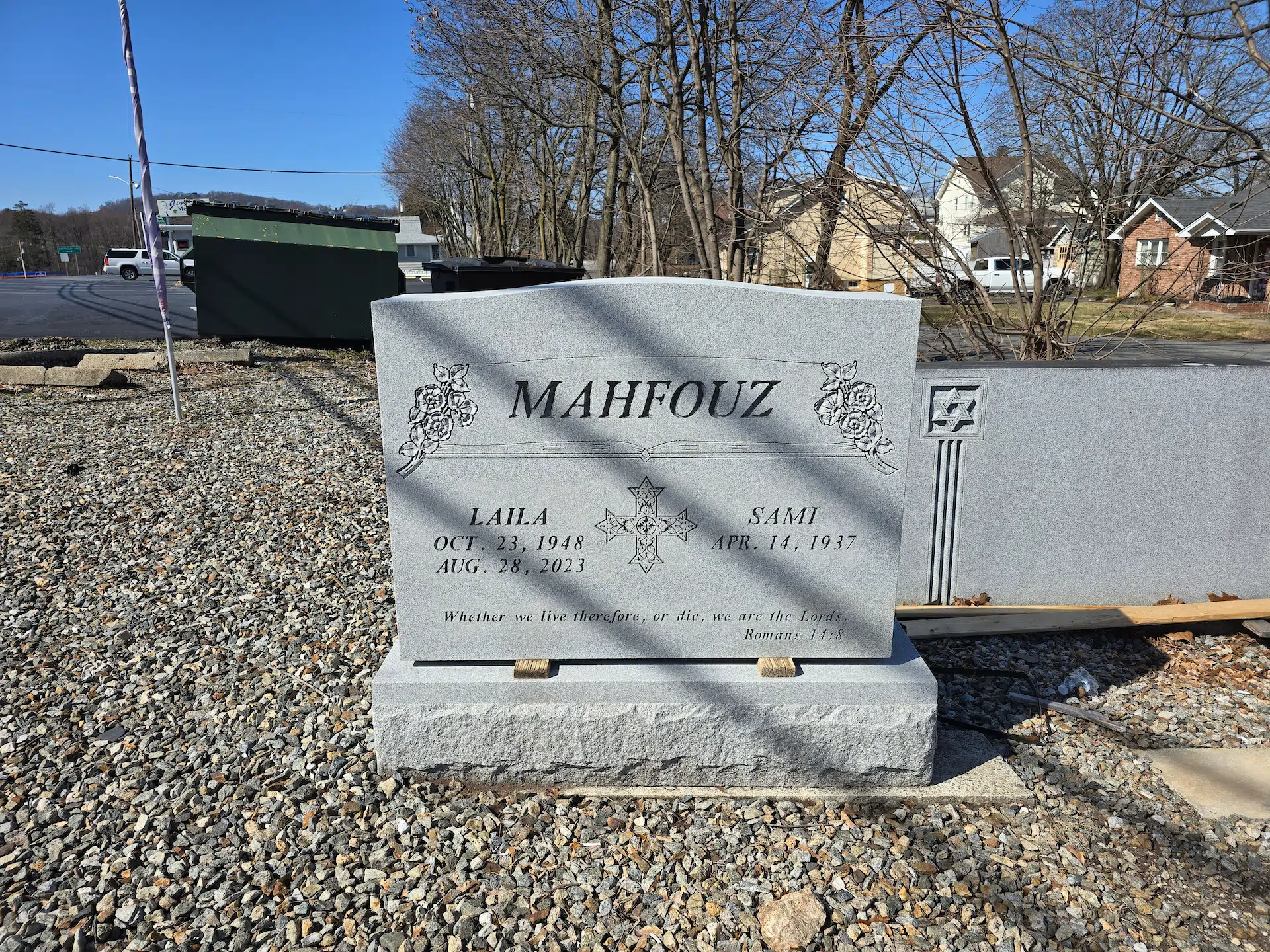 Granite Slant Headstone hand-carved by Slant Headstone Guide in NJ — image 1